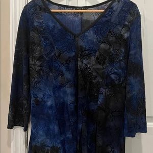 Sami & Jo Women's Blue and Black Blouse Size Large